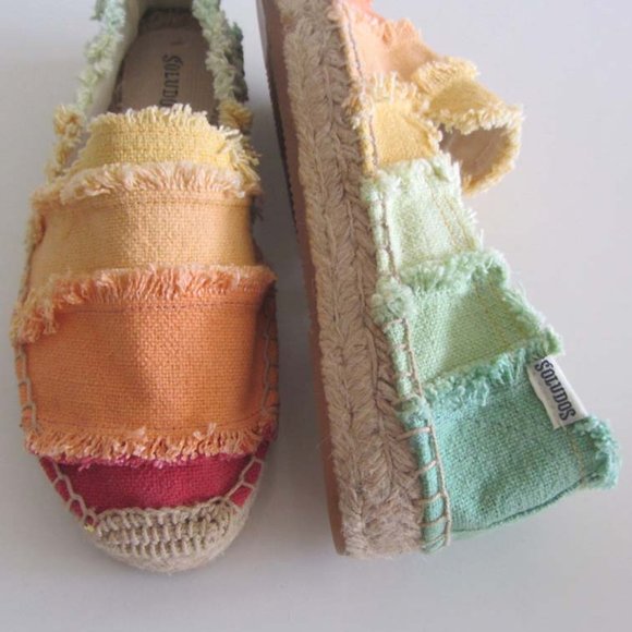 new SOLUDOS multicolored canvas platform espadrilles sz 5 - Picture 7 of 8